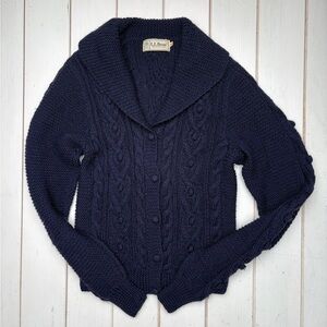 Vintage L.L. Bean Wool Cable Knit Cardigan
